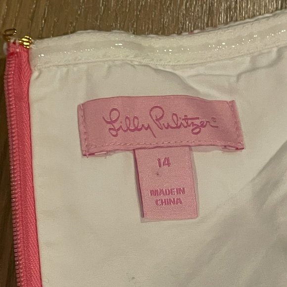 Lily Pulitzer Blossom Seersucker Strapless Mini Dress Pink & White Size 14 - Picture 11 of 15